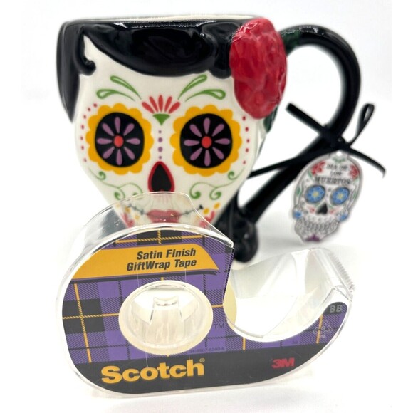 Blue‎ Sky Clayworks Coffee Mug Halloween Day of the Dead Sugar Skull NWT 20oz - Picture 16 of 16